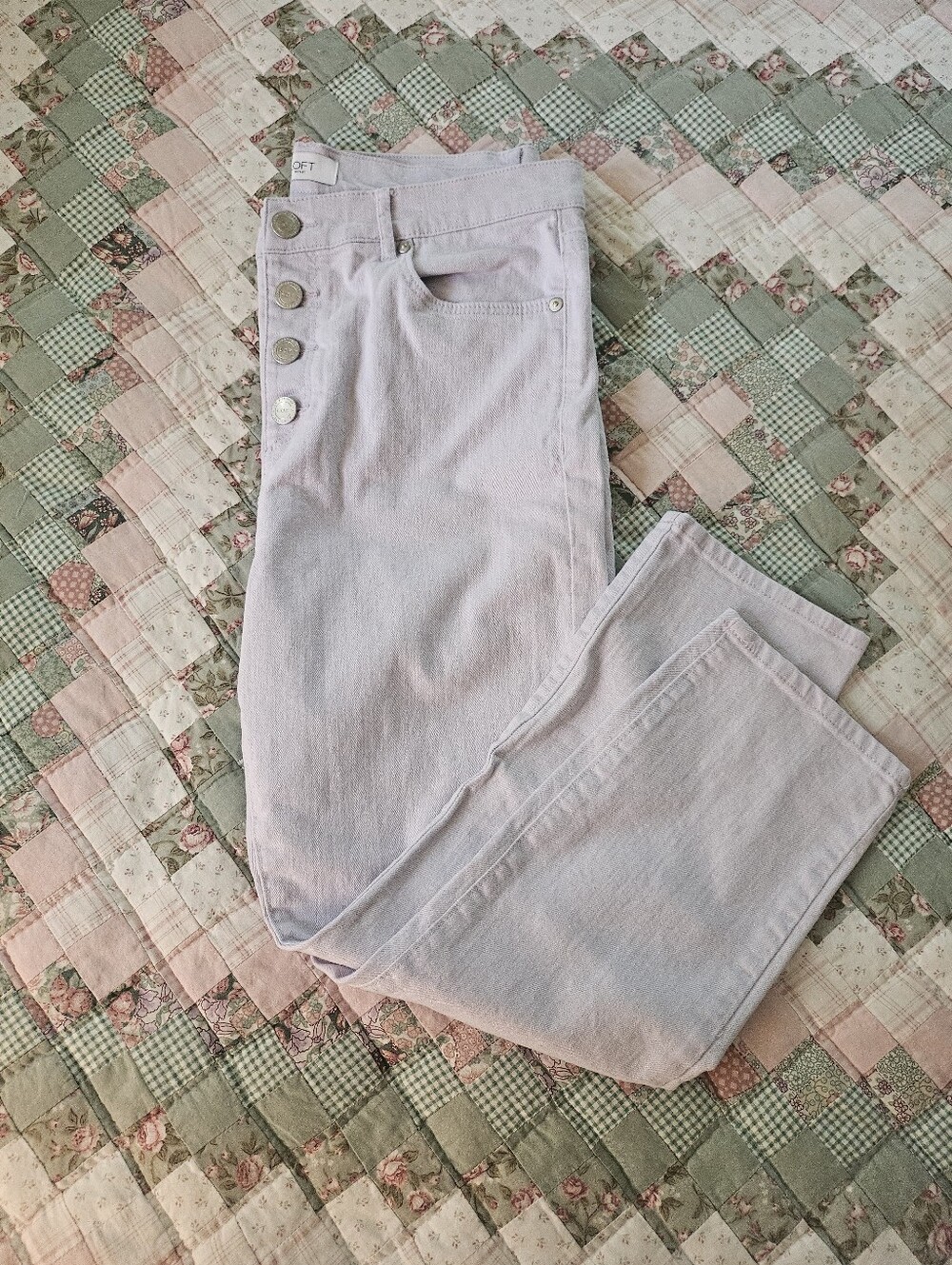LOFT Soft Lavender 4 Button 'High Rise Skinny Crop' Jeans- Size 8